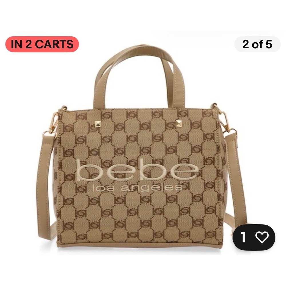 Bebe Los Angeles Monogram Jacquard Talulla Crossbody Mini Satchel Studded